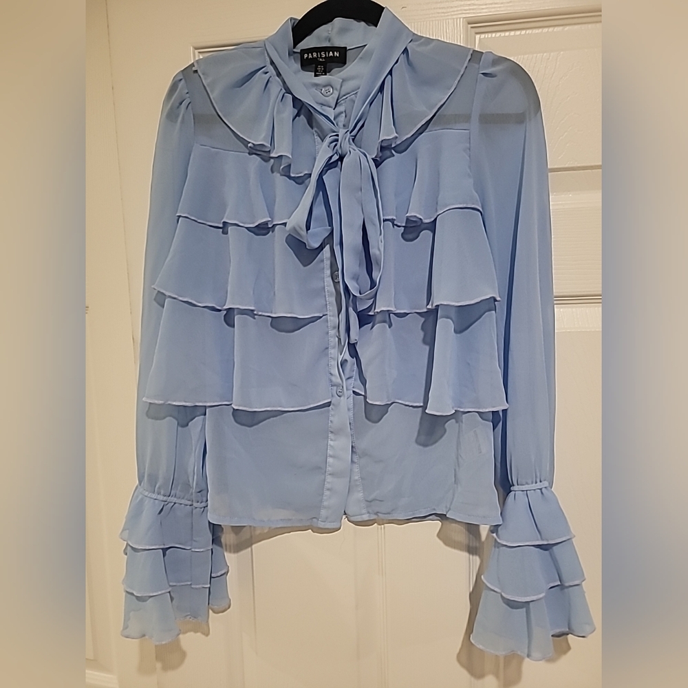 Parisian sheer Ruffle feminine princess blouse